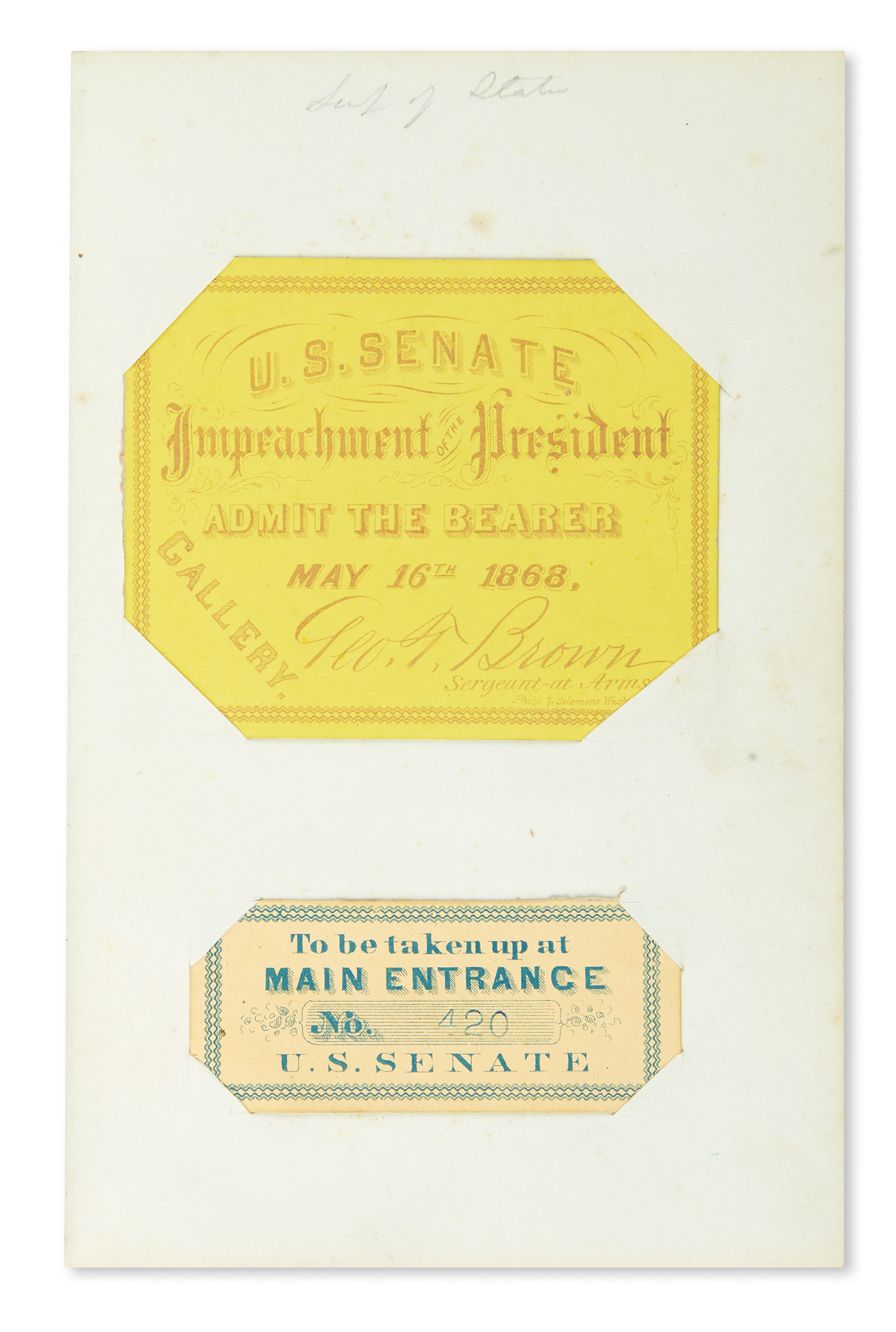 (CIVIL WAR--POLITICIANS--ALBUM.) Autograph album issued by Lippincott containing over 30 Signatures by American politicians of the Civi